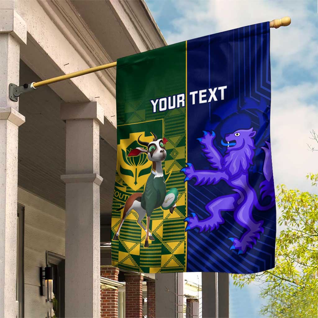 Custom South Africa And Scotland Rugby Garden Flag Springboks Thistle Together - Vibe Hoodie Shop