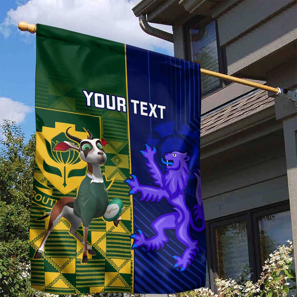 Custom South Africa And Scotland Rugby Garden Flag Springboks Thistle Together - Vibe Hoodie Shop