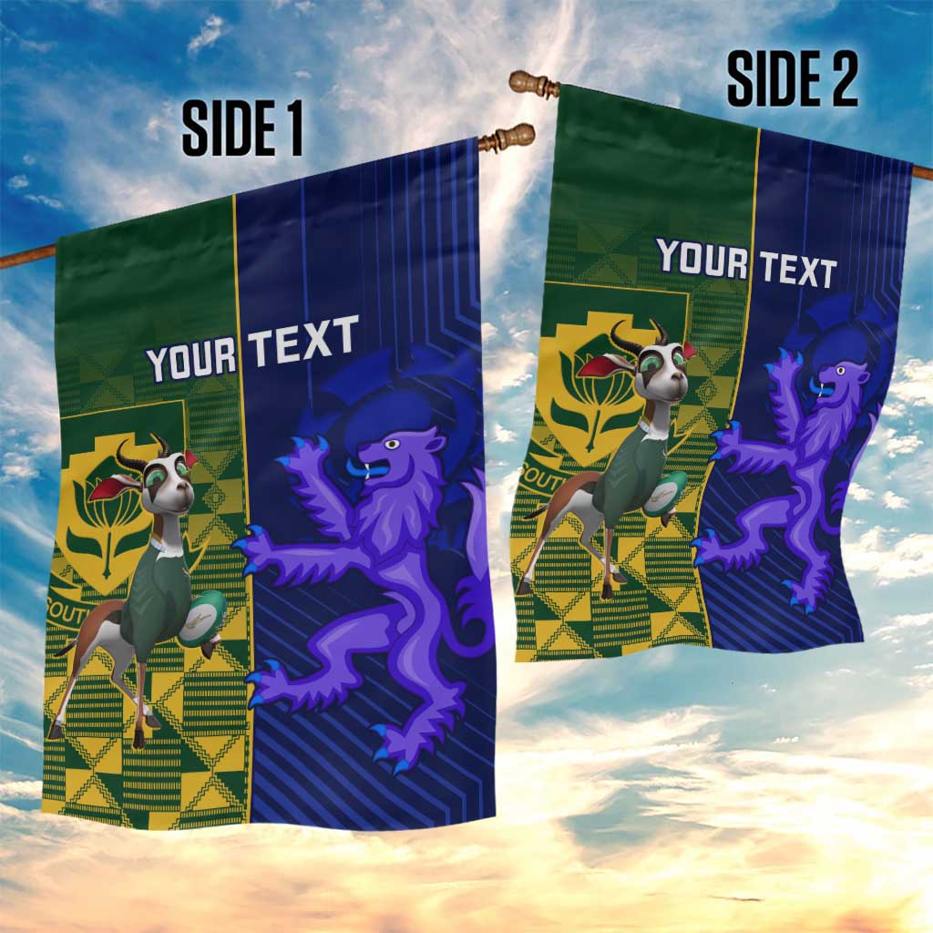 Custom South Africa And Scotland Rugby Garden Flag Springboks Thistle Together - Vibe Hoodie Shop