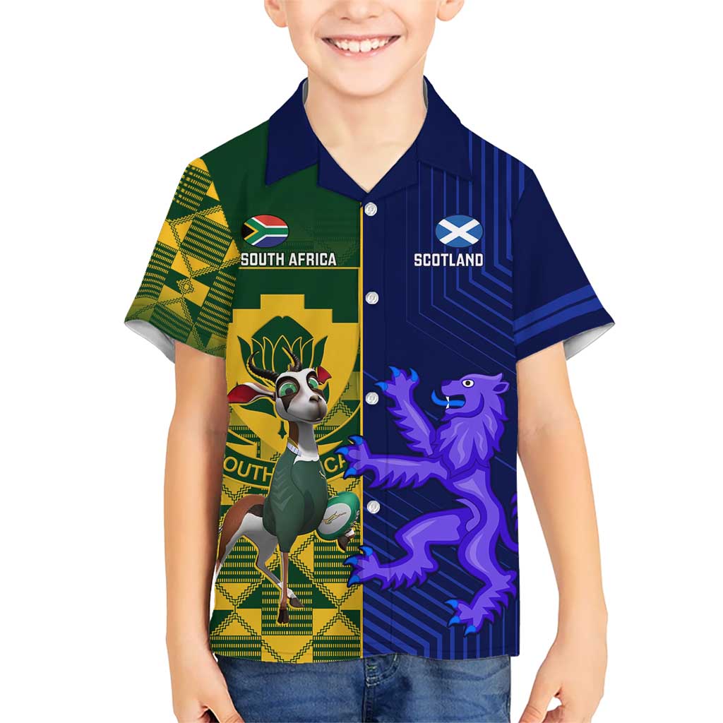 Custom South Africa And Scotland Rugby Hawaiian Shirt Springboks Thistle Together - Vibe Hoodie Shop