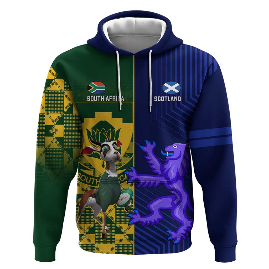 Custom South Africa And Scotland Rugby Hoodie Springboks Thistle Together - Vibe Hoodie Shop