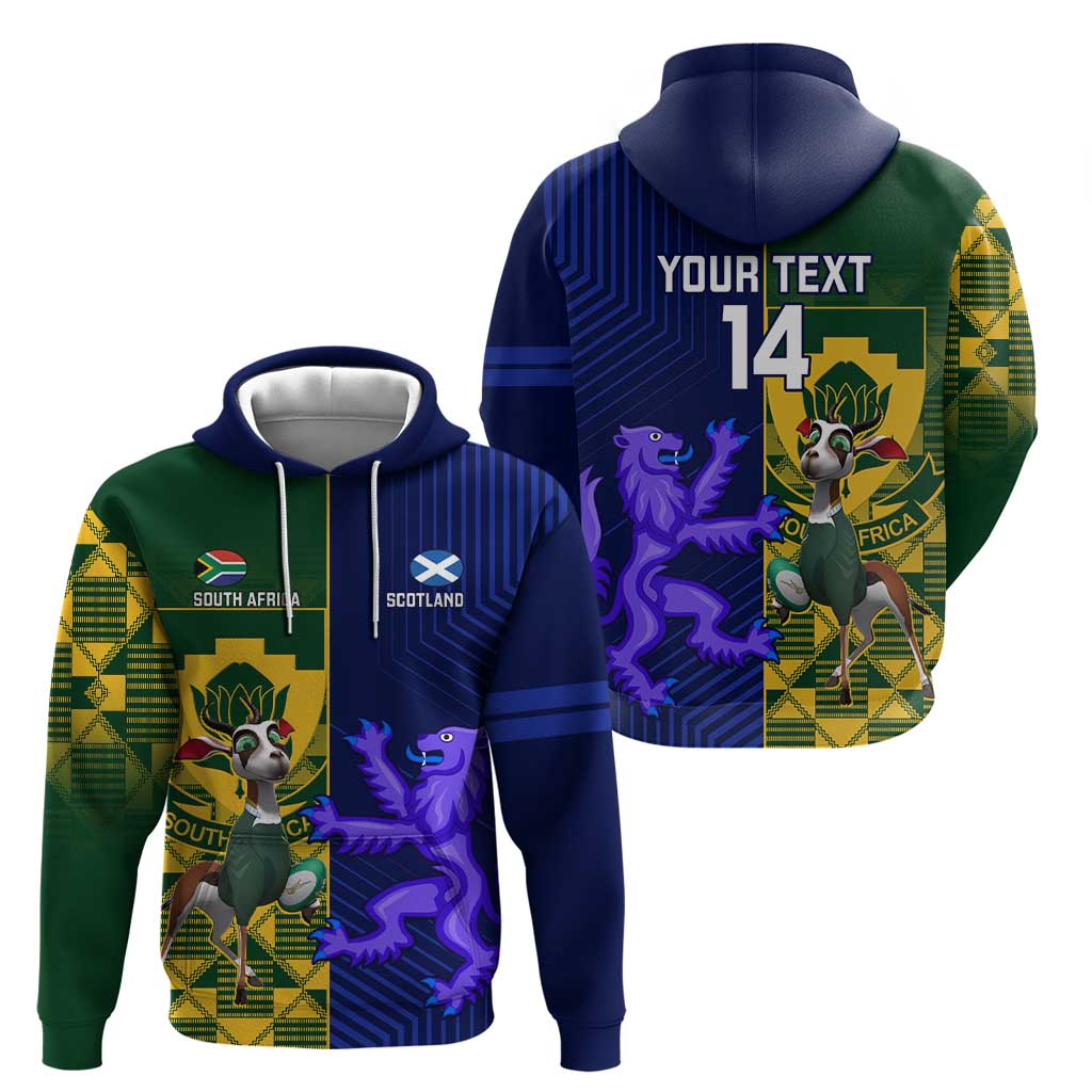 Custom South Africa And Scotland Rugby Hoodie Springboks Thistle Together - Vibe Hoodie Shop