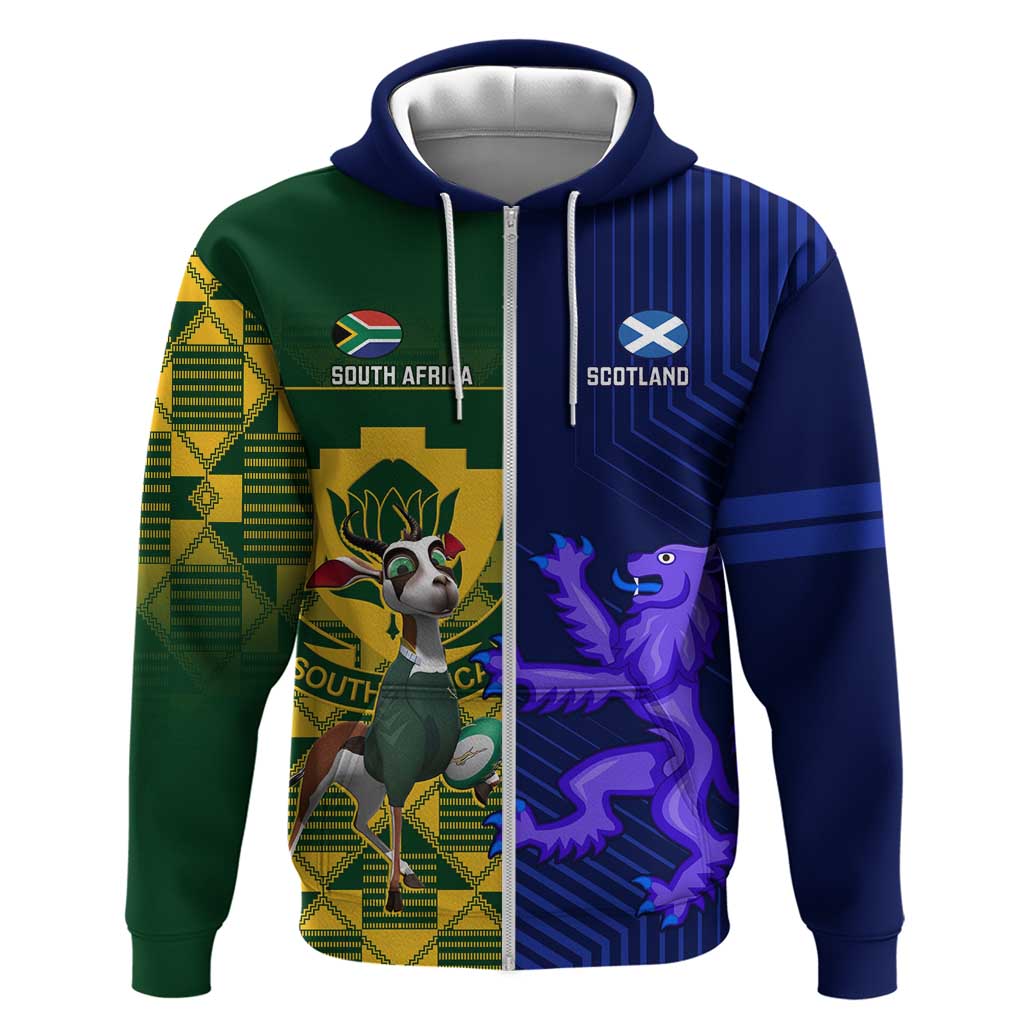Custom South Africa And Scotland Rugby Hoodie Springboks Thistle Together - Vibe Hoodie Shop