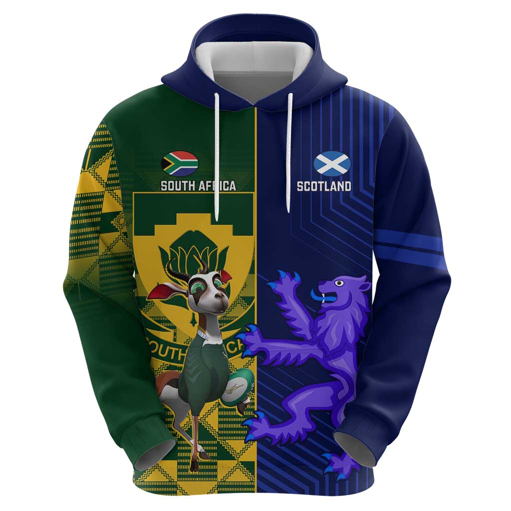 Custom South Africa And Scotland Rugby Hoodie Springboks Thistle Together - Vibe Hoodie Shop