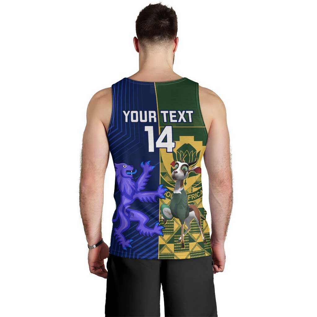 Custom South Africa And Scotland Rugby Men Tank Top Springboks Thistle Together - Vibe Hoodie Shop