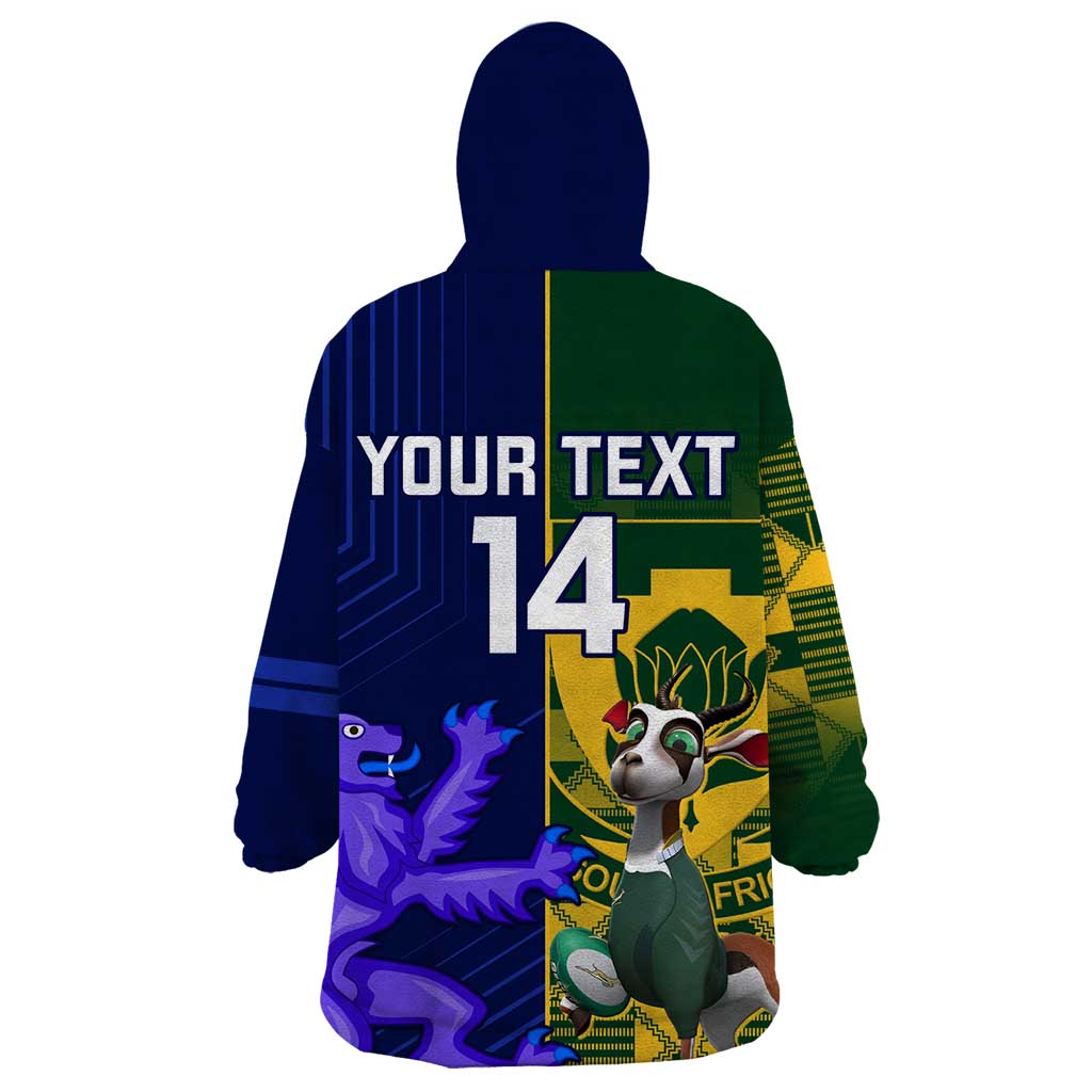 Custom South Africa And Scotland Rugby Wearable Blanket Hoodie Springboks Thistle Together - Vibe Hoodie Shop