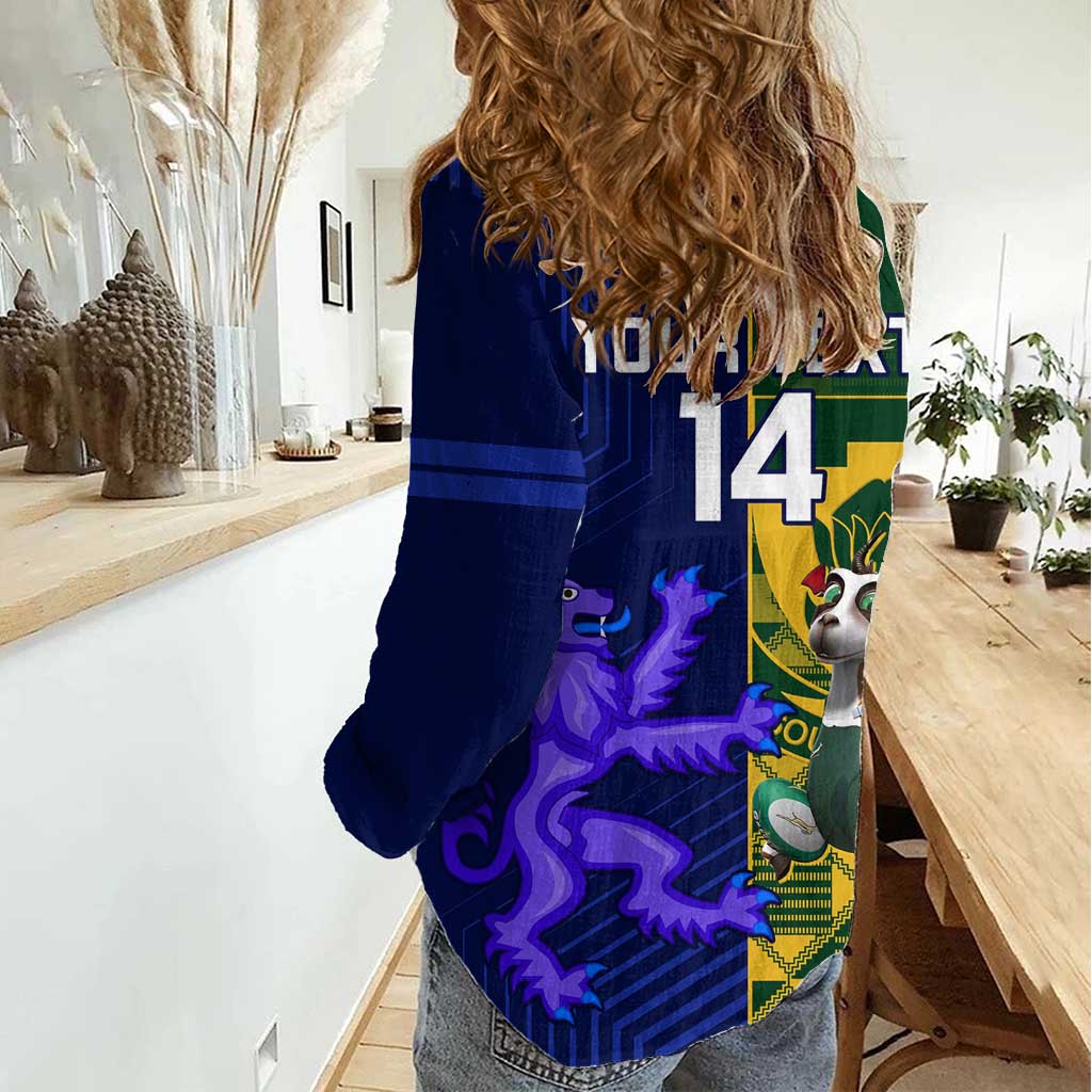 Custom South Africa And Scotland Rugby Women Casual Shirt Springboks Thistle Together - Vibe Hoodie Shop