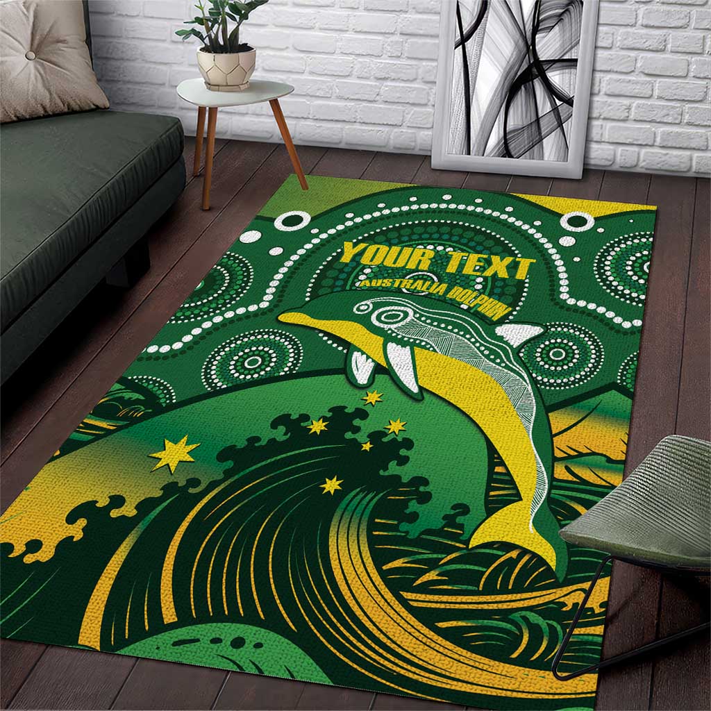 Personalised Australia Swimming Area Rug Aussie Dolphin Aboriginal National Color - Vibe Hoodie Shop