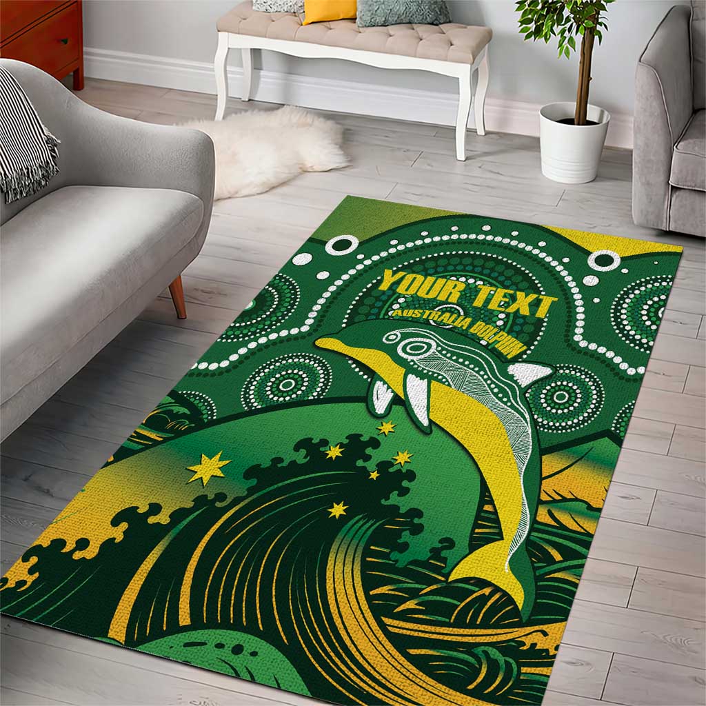 Personalised Australia Swimming Area Rug Aussie Dolphin Aboriginal National Color - Vibe Hoodie Shop