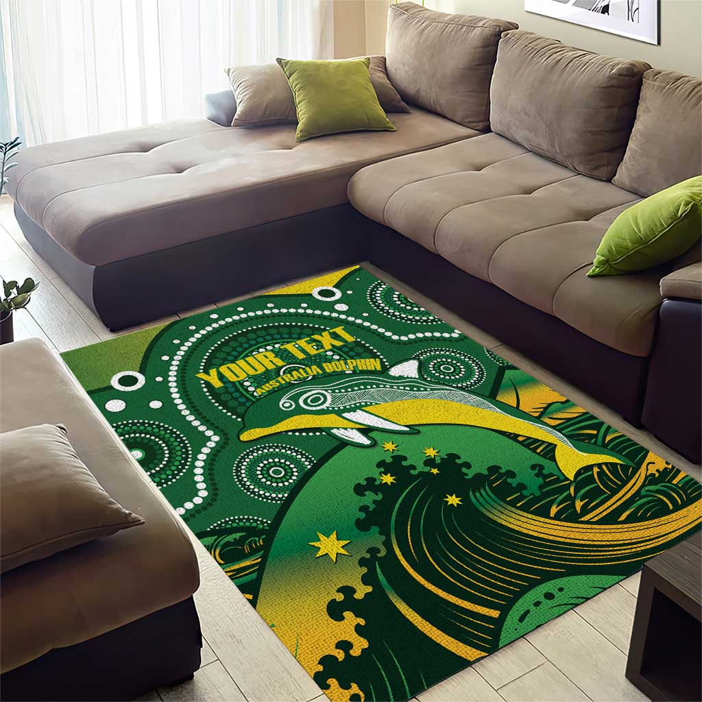 Personalised Australia Swimming Area Rug Aussie Dolphin Aboriginal National Color - Vibe Hoodie Shop