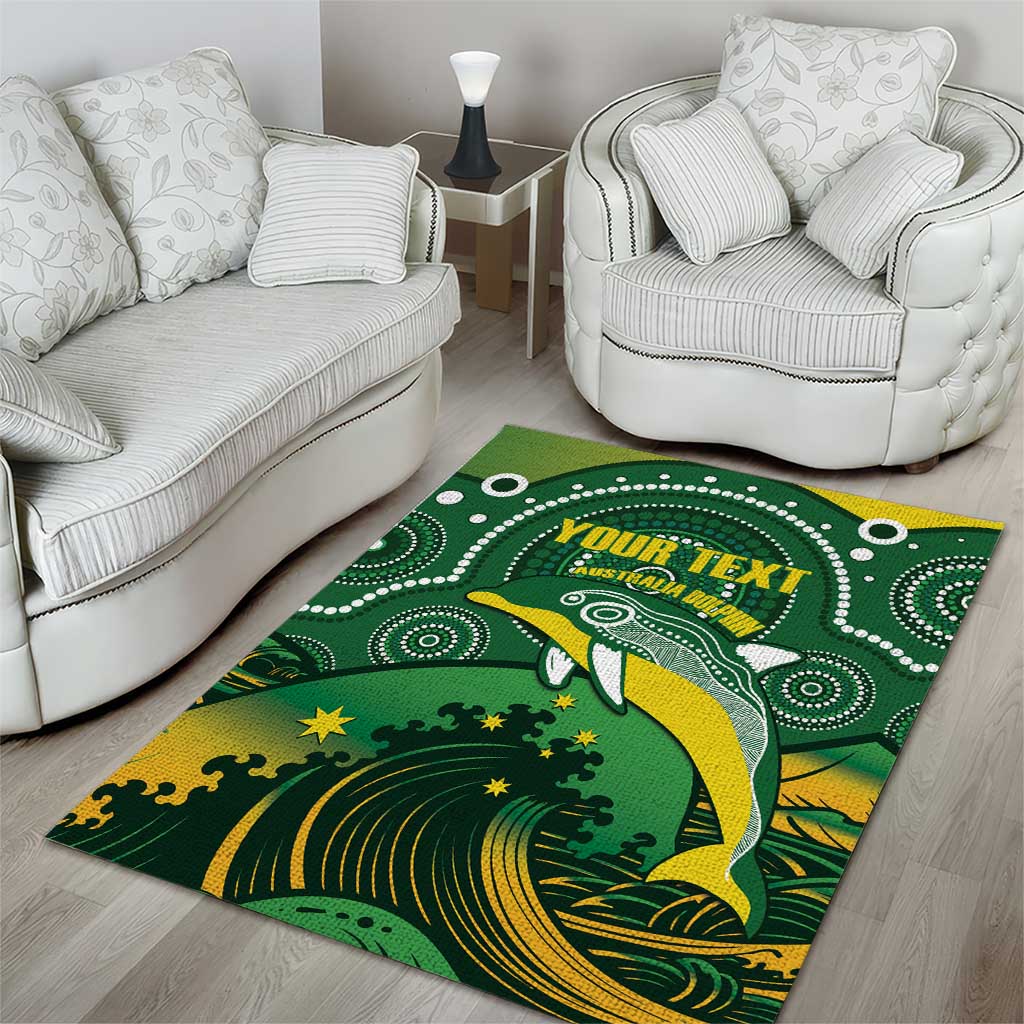 Personalised Australia Swimming Area Rug Aussie Dolphin Aboriginal National Color - Vibe Hoodie Shop