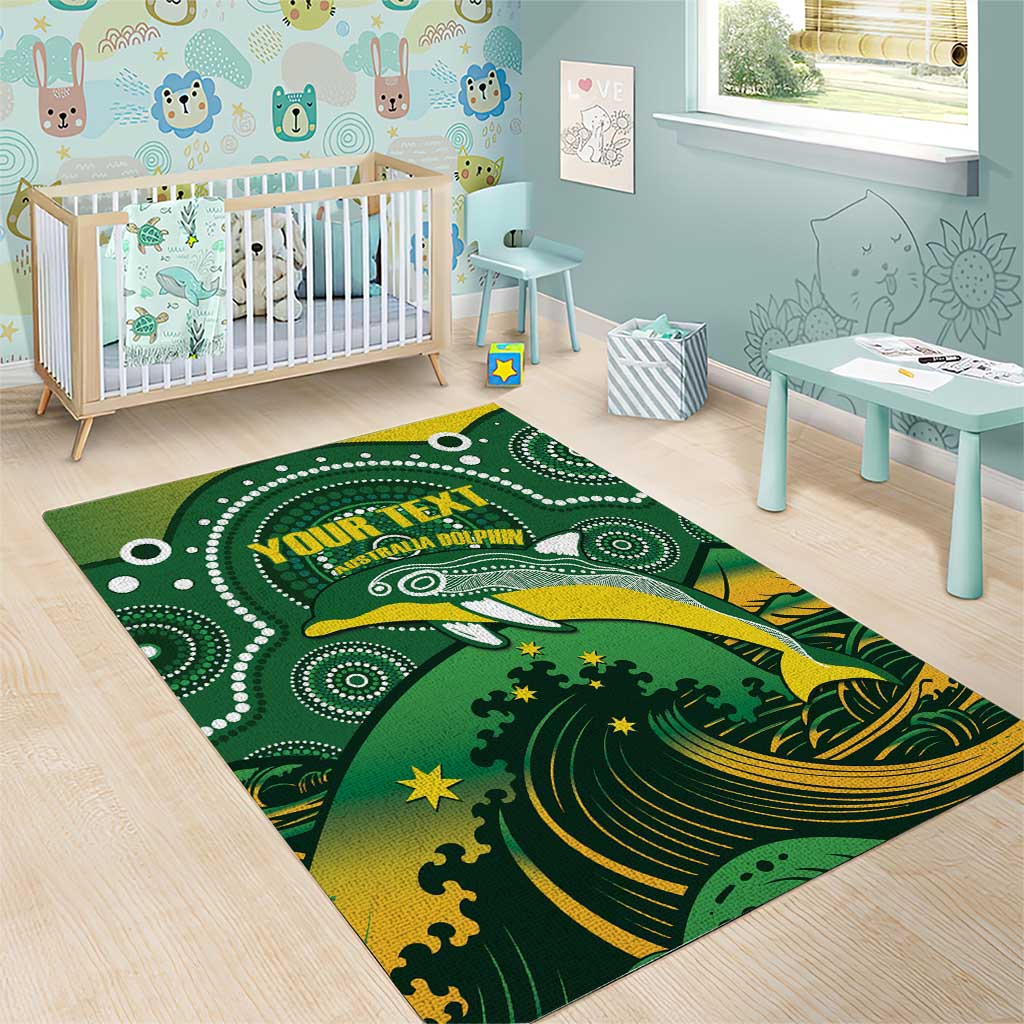 Personalised Australia Swimming Area Rug Aussie Dolphin Aboriginal National Color - Vibe Hoodie Shop