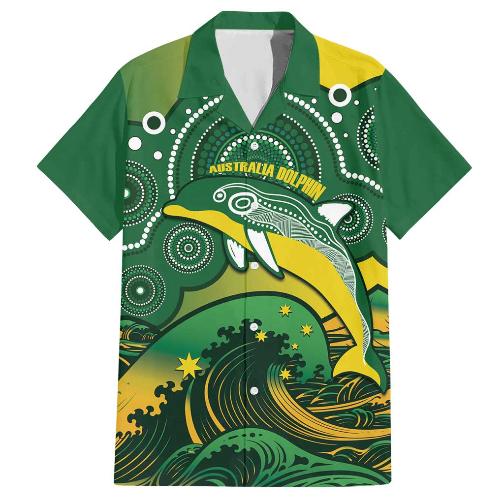 Personalised Australia Swimming Hawaiian Shirt Aussie Dolphin Aboriginal National Color - Vibe Hoodie Shop