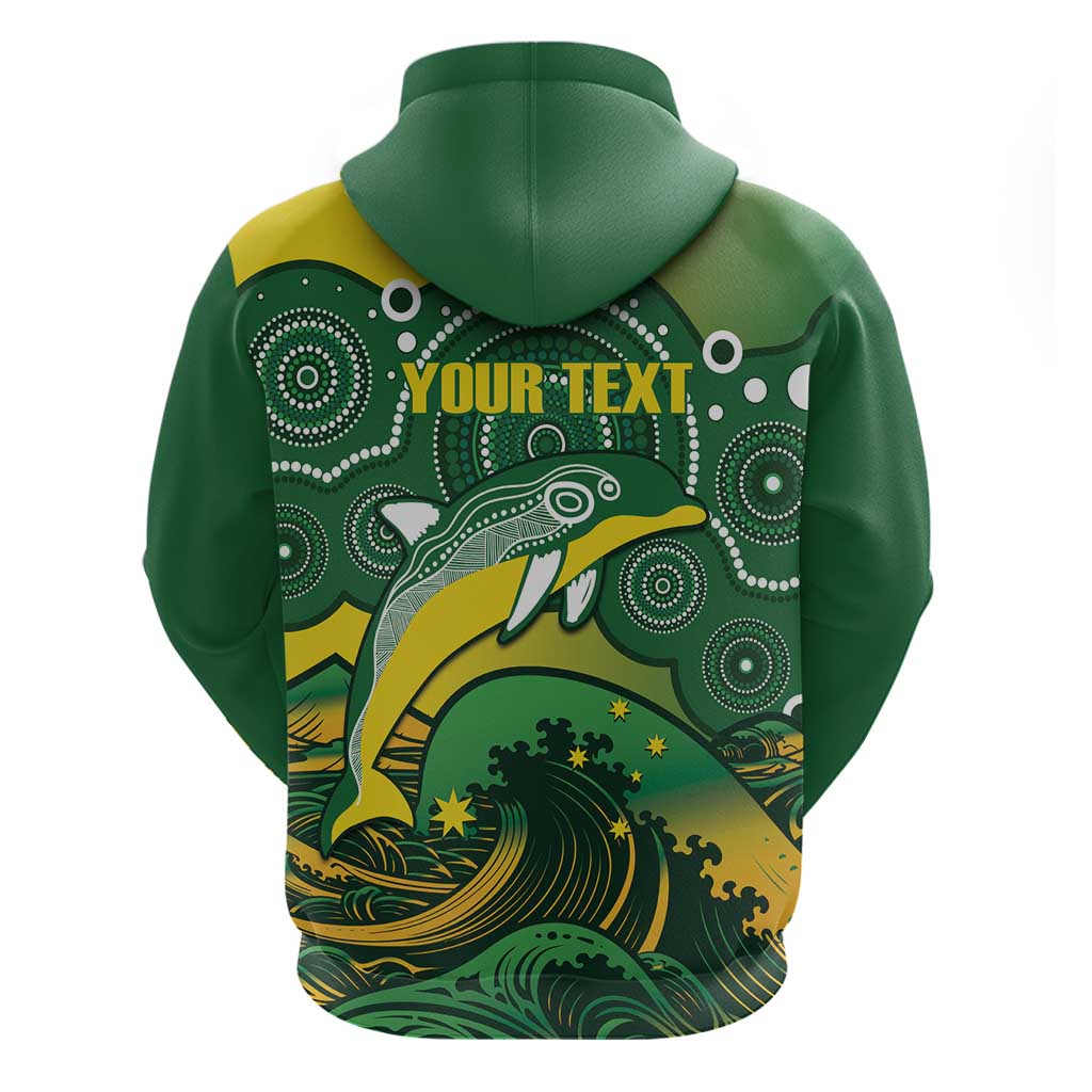 Personalised Australia Swimming Hoodie Aussie Dolphin Aboriginal National Color - Vibe Hoodie Shop
