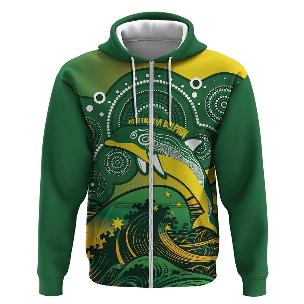 Personalised Australia Swimming Hoodie Aussie Dolphin Aboriginal National Color - Vibe Hoodie Shop