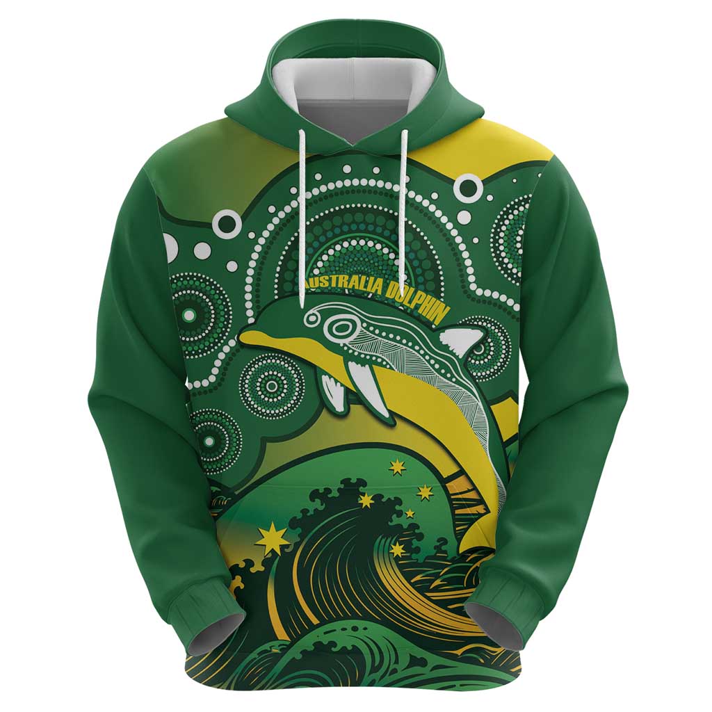 Personalised Australia Swimming Hoodie Aussie Dolphin Aboriginal National Color - Vibe Hoodie Shop