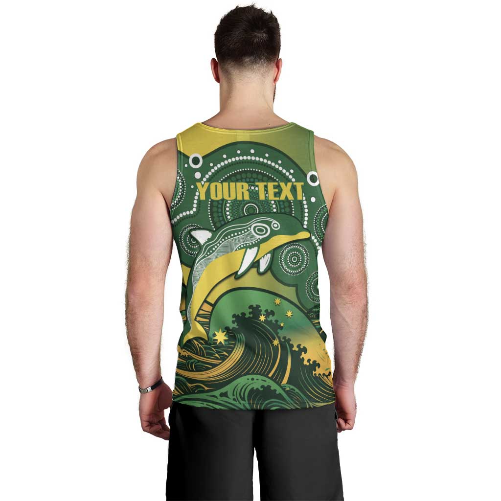 Personalised Australia Swimming Men Tank Top Aussie Dolphin Aboriginal National Color - Vibe Hoodie Shop
