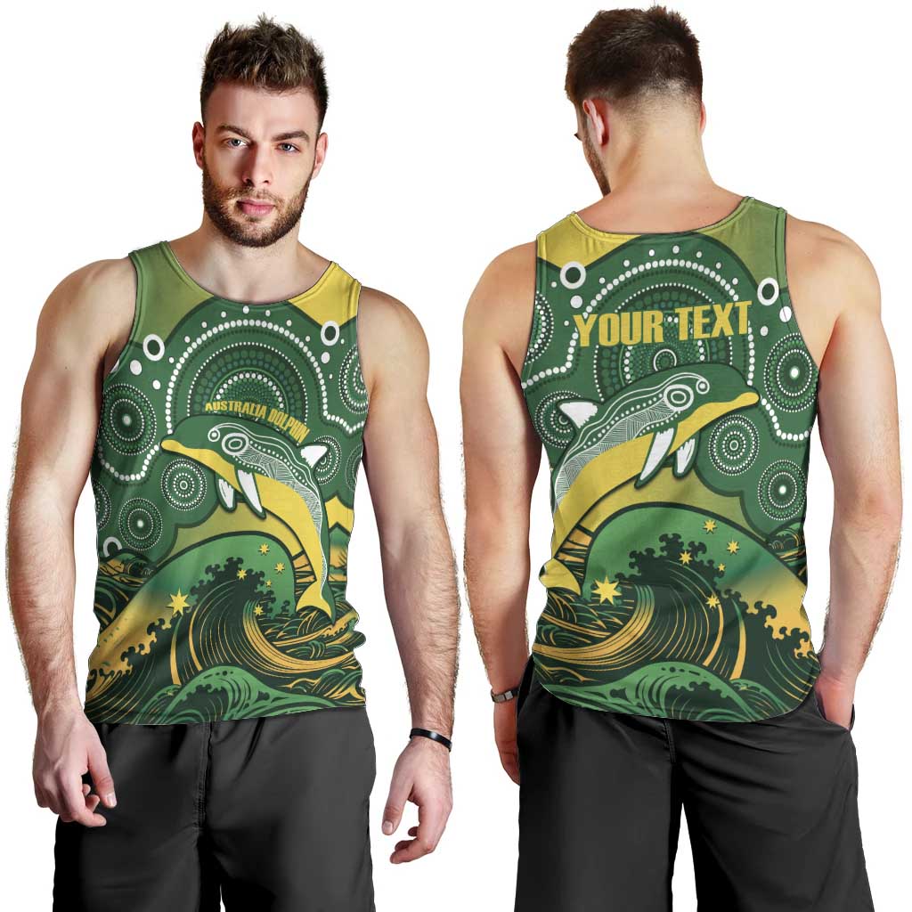 Personalised Australia Swimming Men Tank Top Aussie Dolphin Aboriginal National Color - Vibe Hoodie Shop