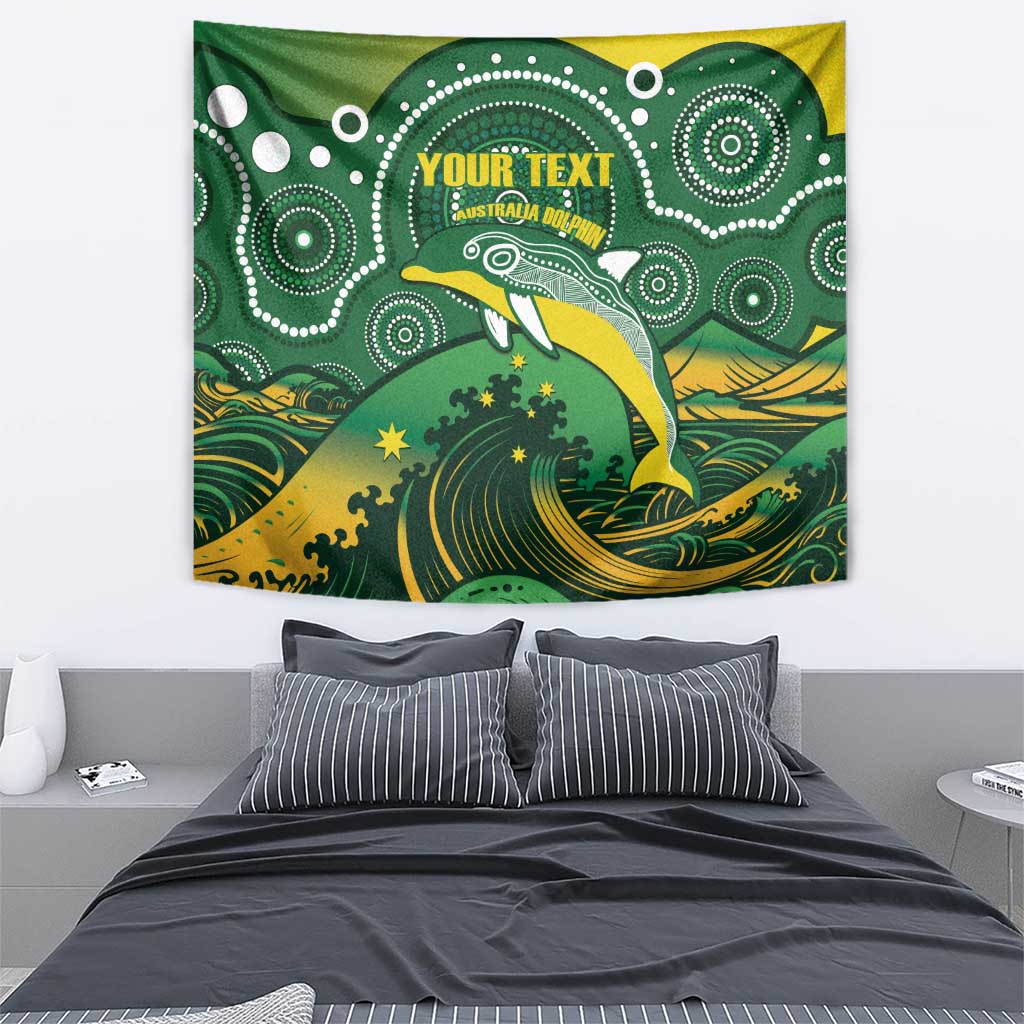 Personalised Australia Swimming Tapestry Aussie Dolphin Aboriginal National Color - Vibe Hoodie Shop