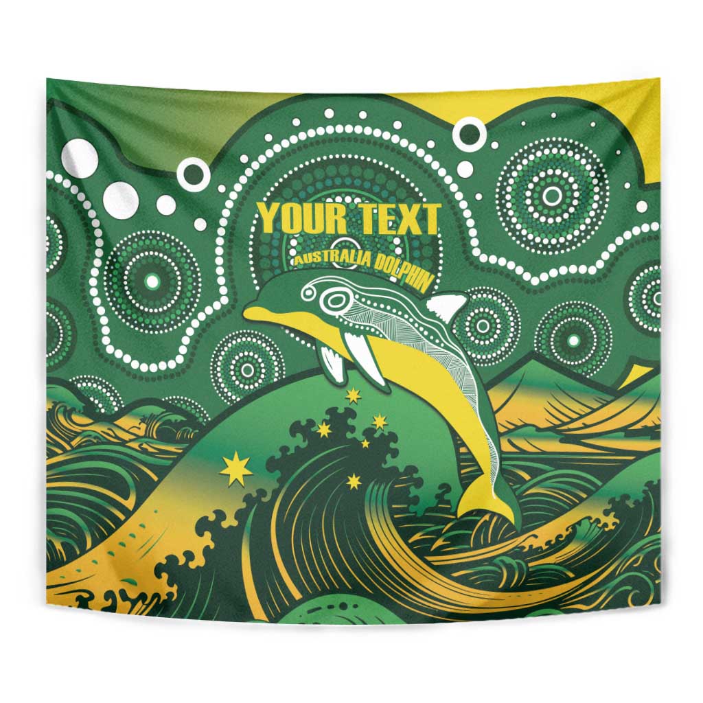 Personalised Australia Swimming Tapestry Aussie Dolphin Aboriginal National Color - Vibe Hoodie Shop