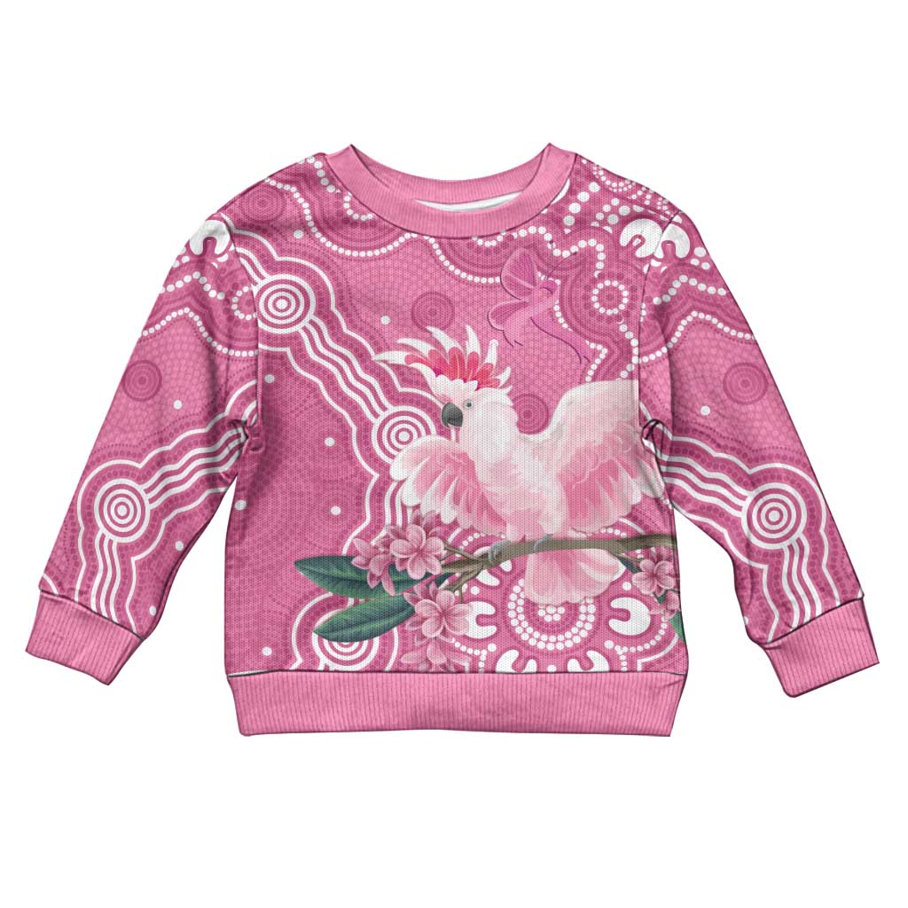 Australia Breast Cancer Awareness Kid Ugly Christmas Sweater Pink Cockatoo Ribbon Aboriginal Art - Vibe Hoodie
