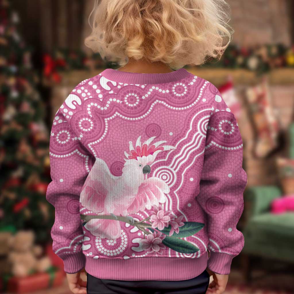 Australia Breast Cancer Awareness Kid Ugly Christmas Sweater Pink Cockatoo Ribbon Aboriginal Art - Vibe Hoodie