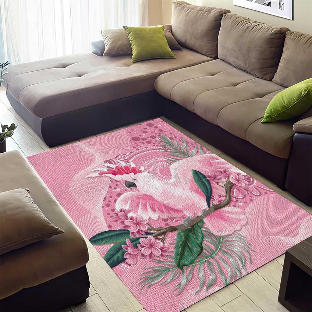 Pink Cockatoo Australia Area Rug Aussie Cacatua Leadbeateri - Aboriginal Art - Vibe Hoodie Shop