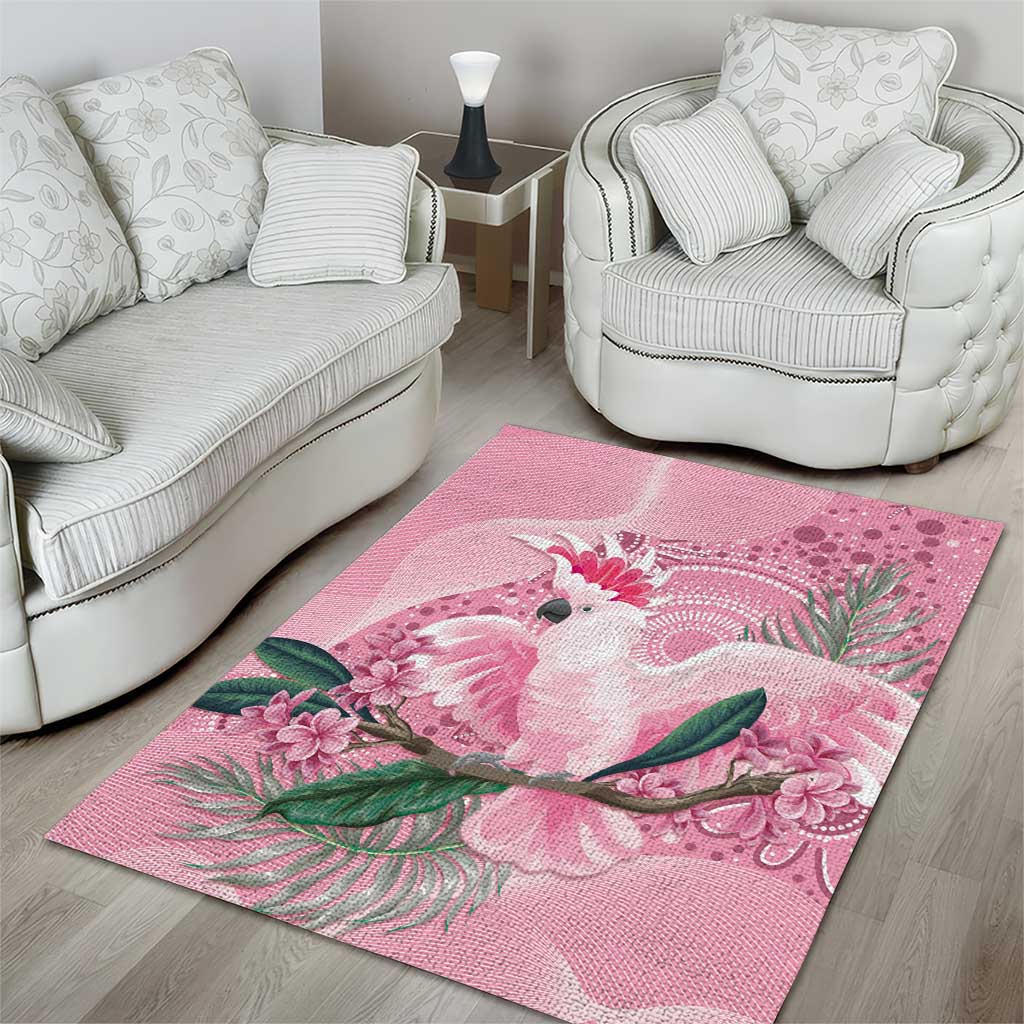 Pink Cockatoo Australia Area Rug Aussie Cacatua Leadbeateri - Aboriginal Art - Vibe Hoodie Shop