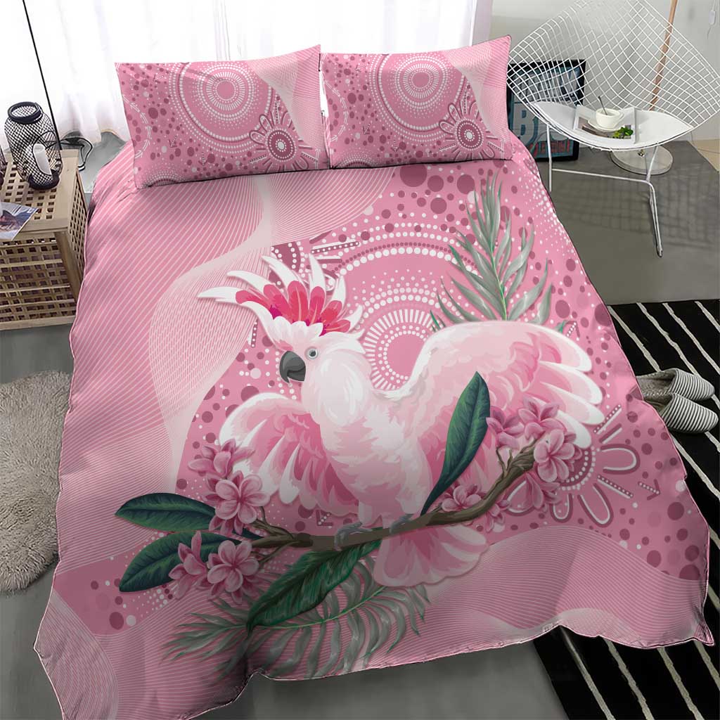 Pink Cockatoo Australia Bedding Set Aussie Cacatua Leadbeateri - Aboriginal Art - Vibe Hoodie Shop
