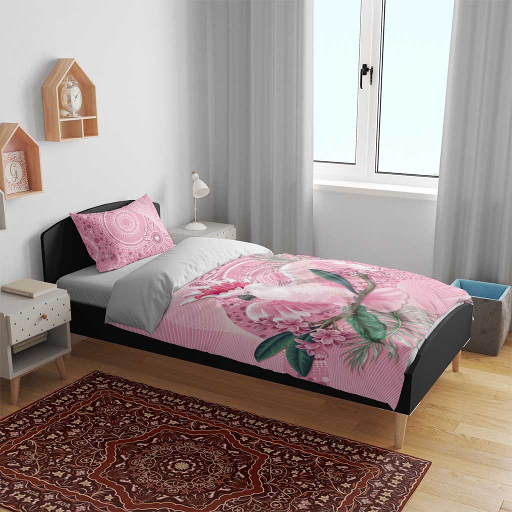 Pink Cockatoo Australia Bedding Set Aussie Cacatua Leadbeateri - Aboriginal Art - Vibe Hoodie Shop