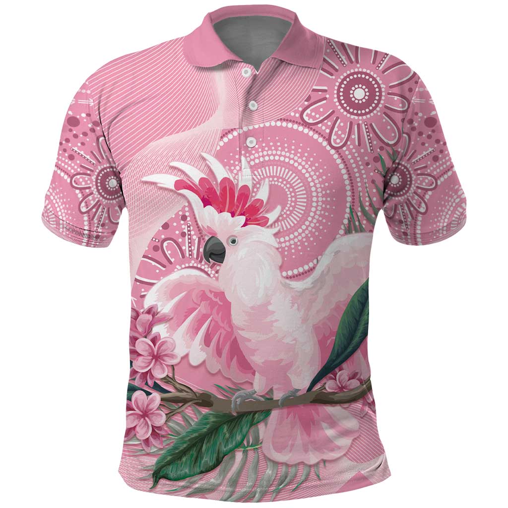 Pink Cockatoo Australia Polo Shirt Aussie Cacatua Leadbeateri - Aboriginal Art - Vibe Hoodie Shop
