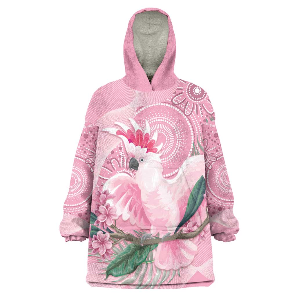 Pink Cockatoo Australia Wearable Blanket Hoodie Aussie Cacatua Leadbeateri - Aboriginal Art - Vibe Hoodie Shop