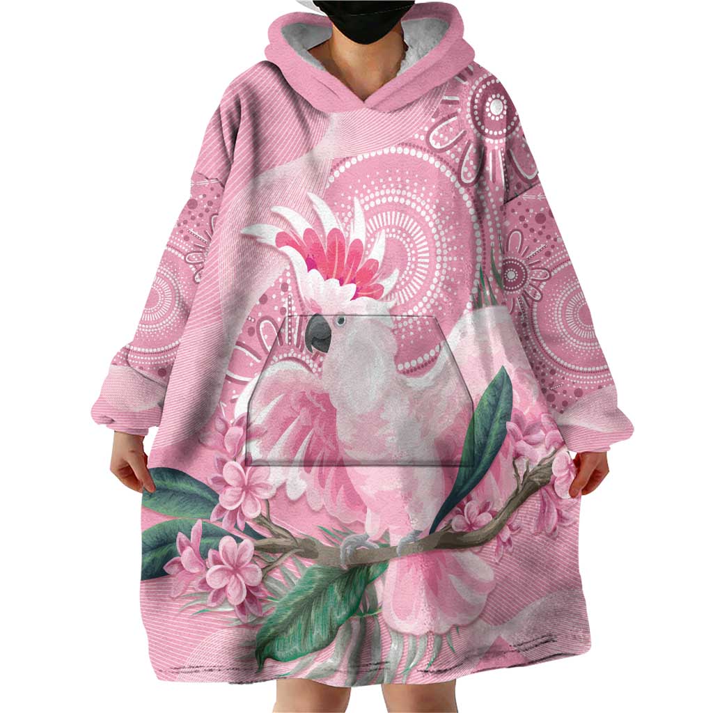 Pink Cockatoo Australia Wearable Blanket Hoodie Aussie Cacatua Leadbeateri - Aboriginal Art - Vibe Hoodie Shop