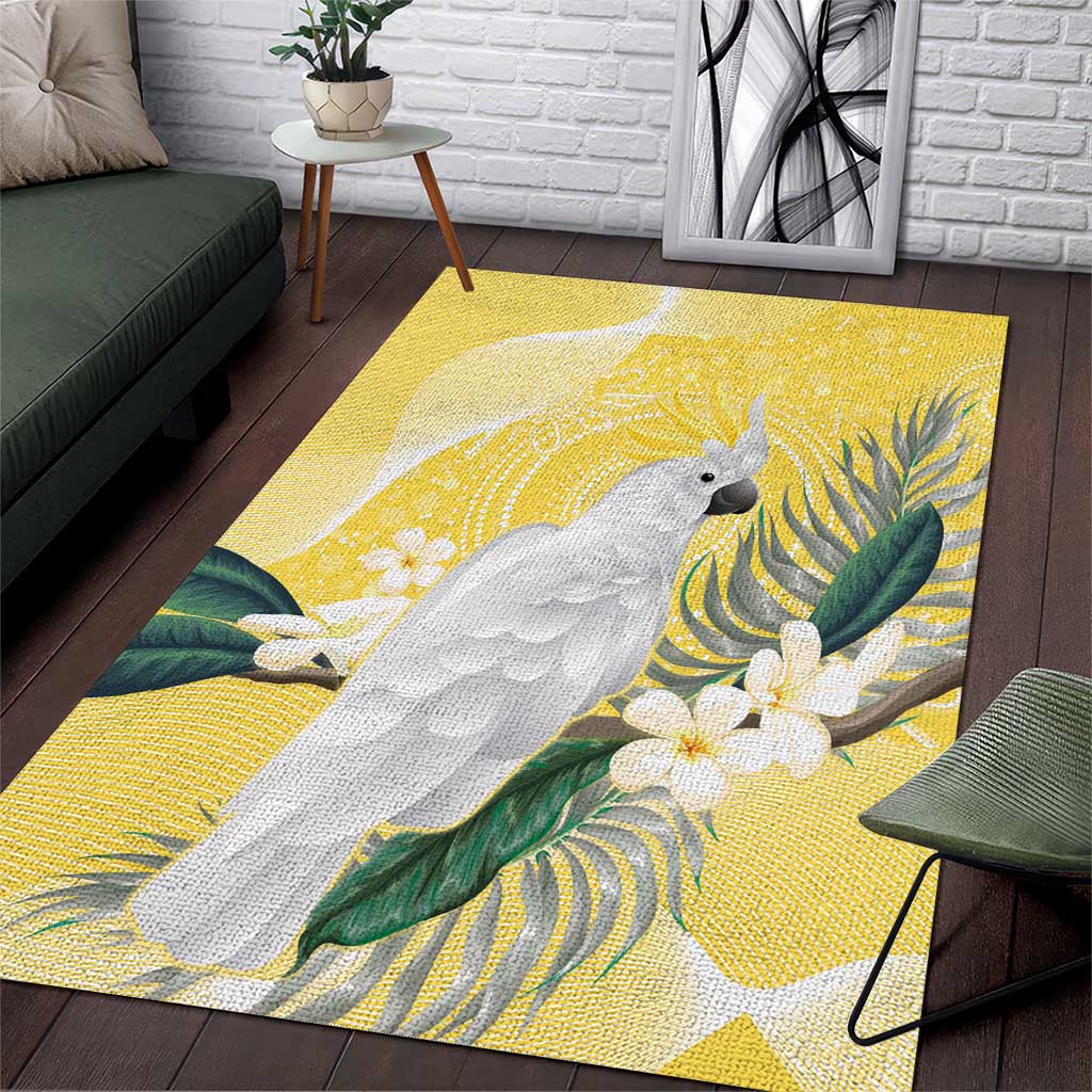 Australia Cacatua Galerita Area Rug Sulphur-Crested Cockatoo - Aboriginal Art - Vibe Hoodie Shop