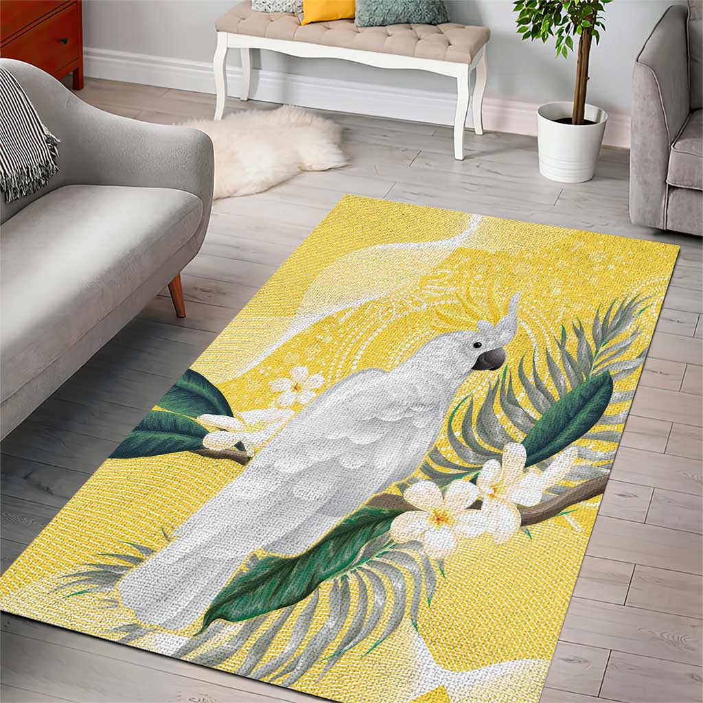 Australia Cacatua Galerita Area Rug Sulphur-Crested Cockatoo - Aboriginal Art - Vibe Hoodie Shop