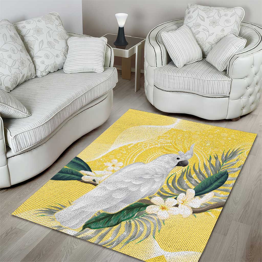 Australia Cacatua Galerita Area Rug Sulphur-Crested Cockatoo - Aboriginal Art - Vibe Hoodie Shop