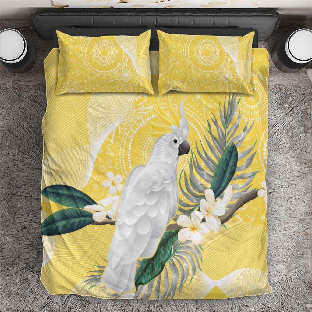 Australia Cacatua Galerita Bedding Set Sulphur-Crested Cockatoo - Aboriginal Art - Vibe Hoodie Shop