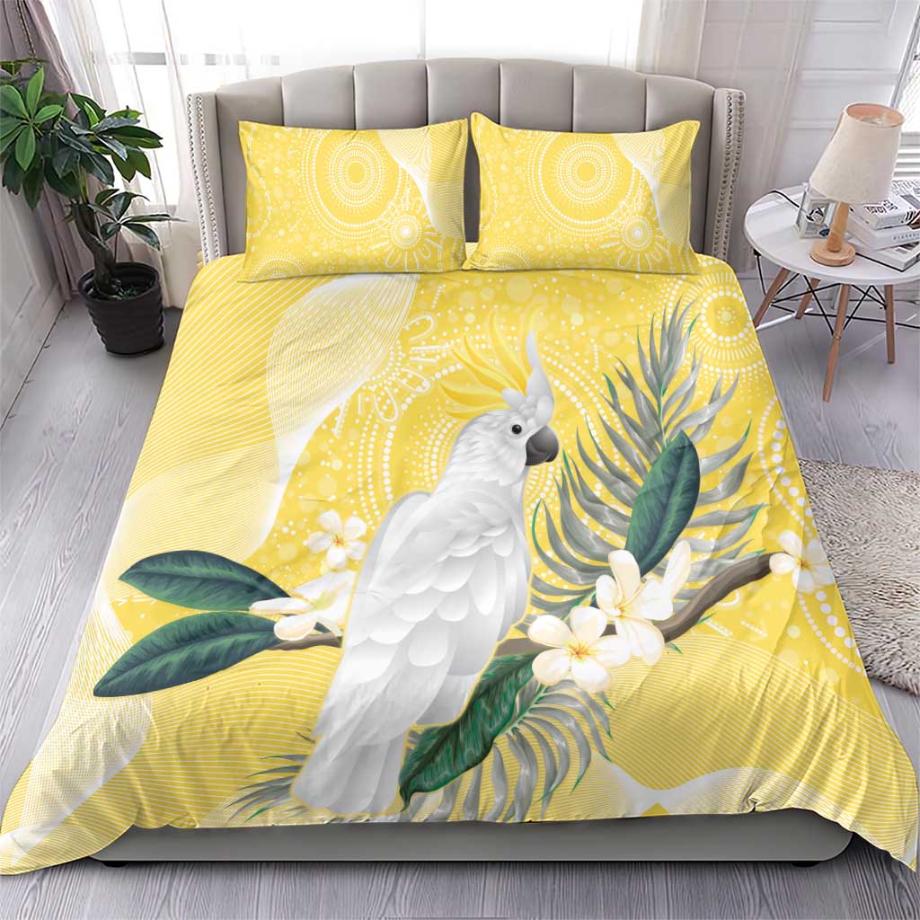 Australia Cacatua Galerita Bedding Set Sulphur-Crested Cockatoo - Aboriginal Art - Vibe Hoodie Shop