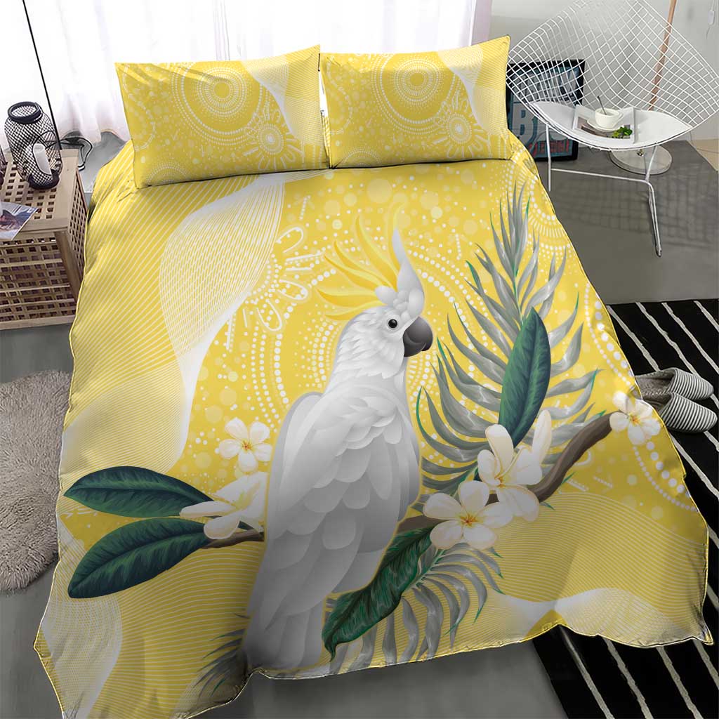 Australia Cacatua Galerita Bedding Set Sulphur-Crested Cockatoo - Aboriginal Art - Vibe Hoodie Shop