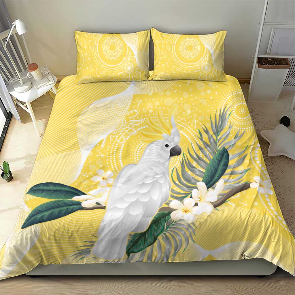Australia Cacatua Galerita Bedding Set Sulphur-Crested Cockatoo - Aboriginal Art - Vibe Hoodie Shop