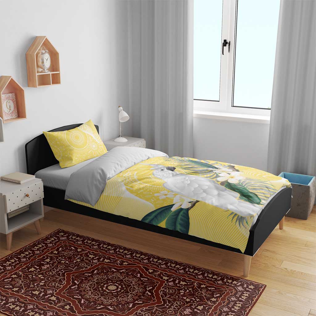 Australia Cacatua Galerita Bedding Set Sulphur-Crested Cockatoo - Aboriginal Art - Vibe Hoodie Shop