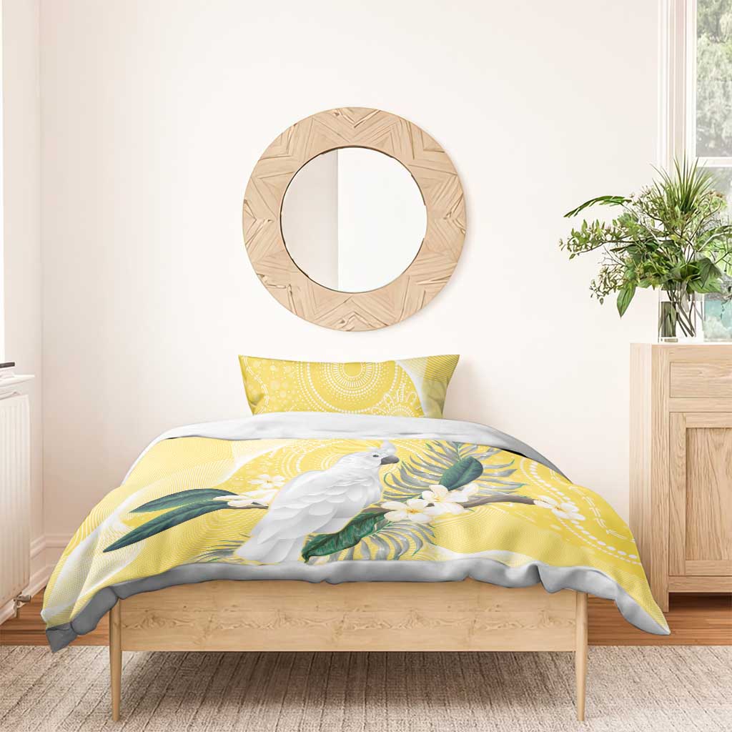 Australia Cacatua Galerita Bedding Set Sulphur-Crested Cockatoo - Aboriginal Art - Vibe Hoodie Shop