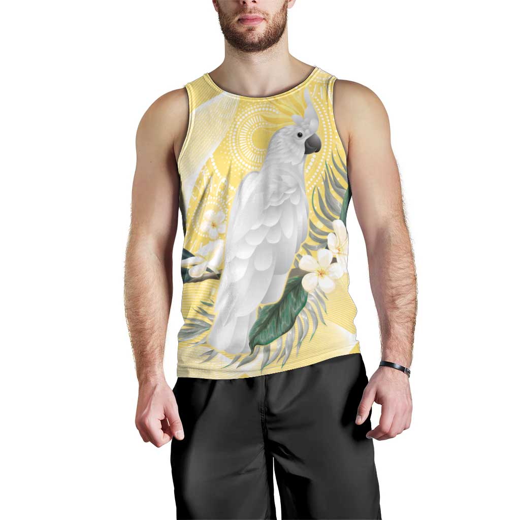 Australia Cacatua Galerita Men Tank Top Sulphur-Crested Cockatoo - Aboriginal Art - Vibe Hoodie Shop