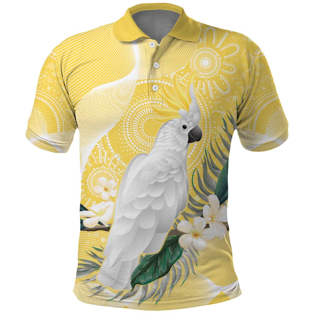 Australia Cacatua Galerita Polo Shirt Sulphur-Crested Cockatoo - Aboriginal Art - Vibe Hoodie Shop