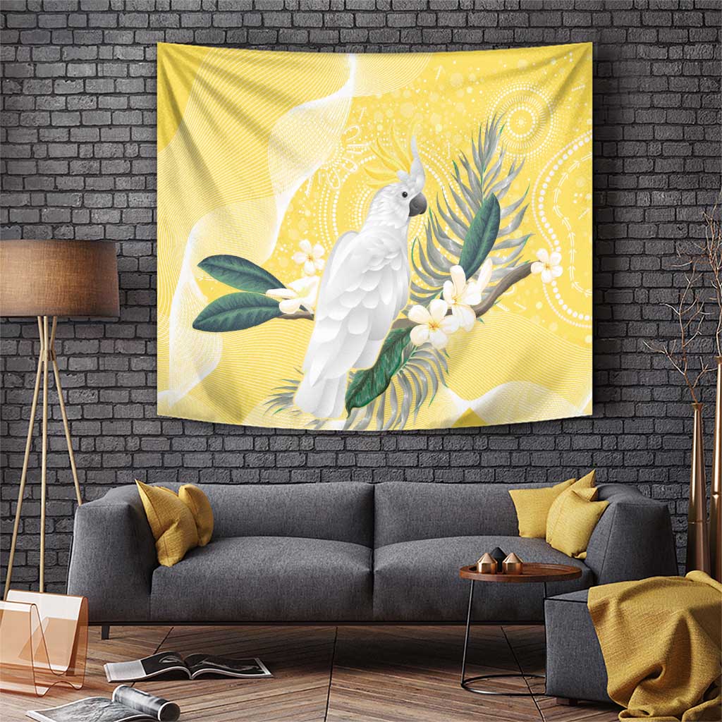 Australia Cacatua Galerita Tapestry Sulphur-Crested Cockatoo - Aboriginal Art - Vibe Hoodie Shop