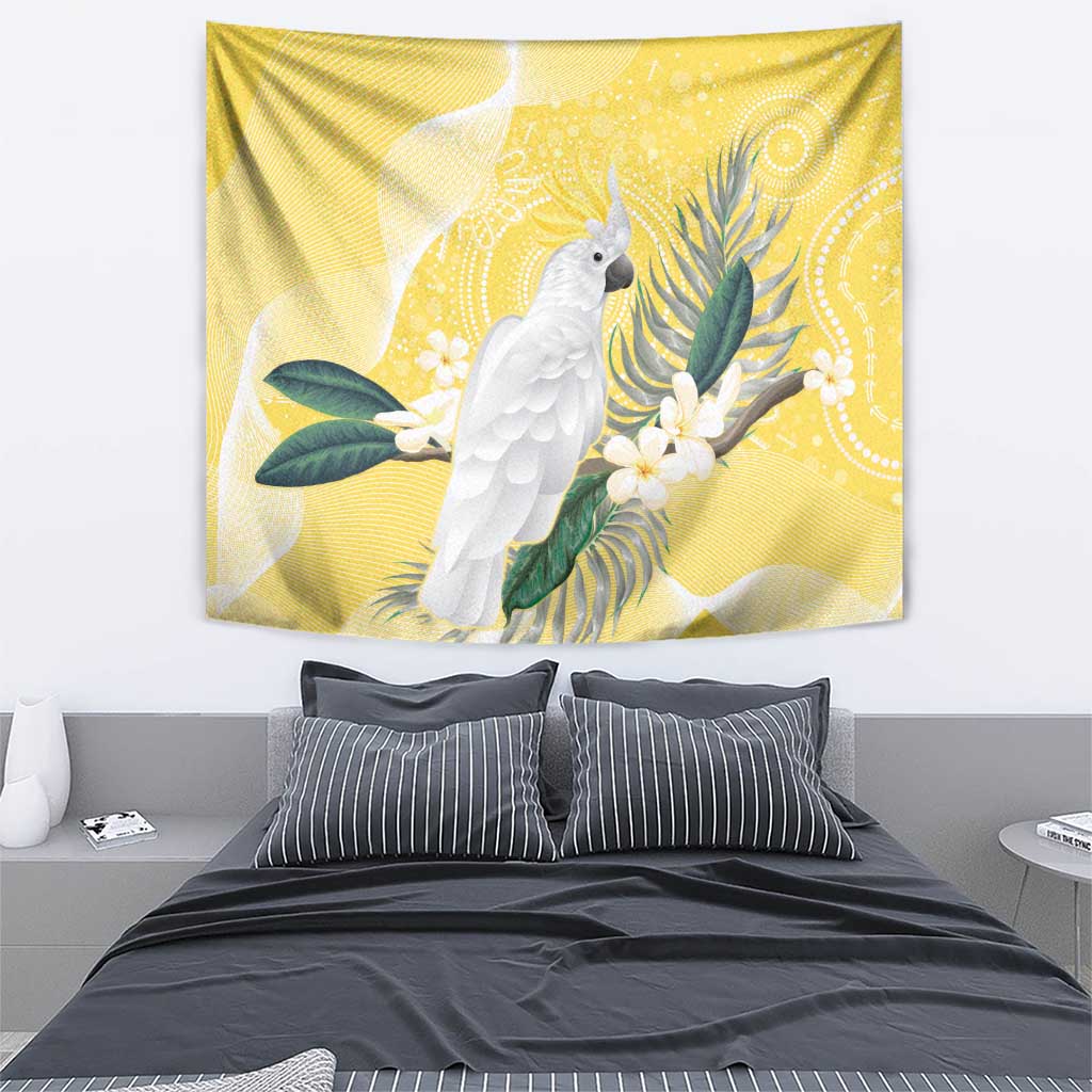 Australia Cacatua Galerita Tapestry Sulphur-Crested Cockatoo - Aboriginal Art - Vibe Hoodie Shop