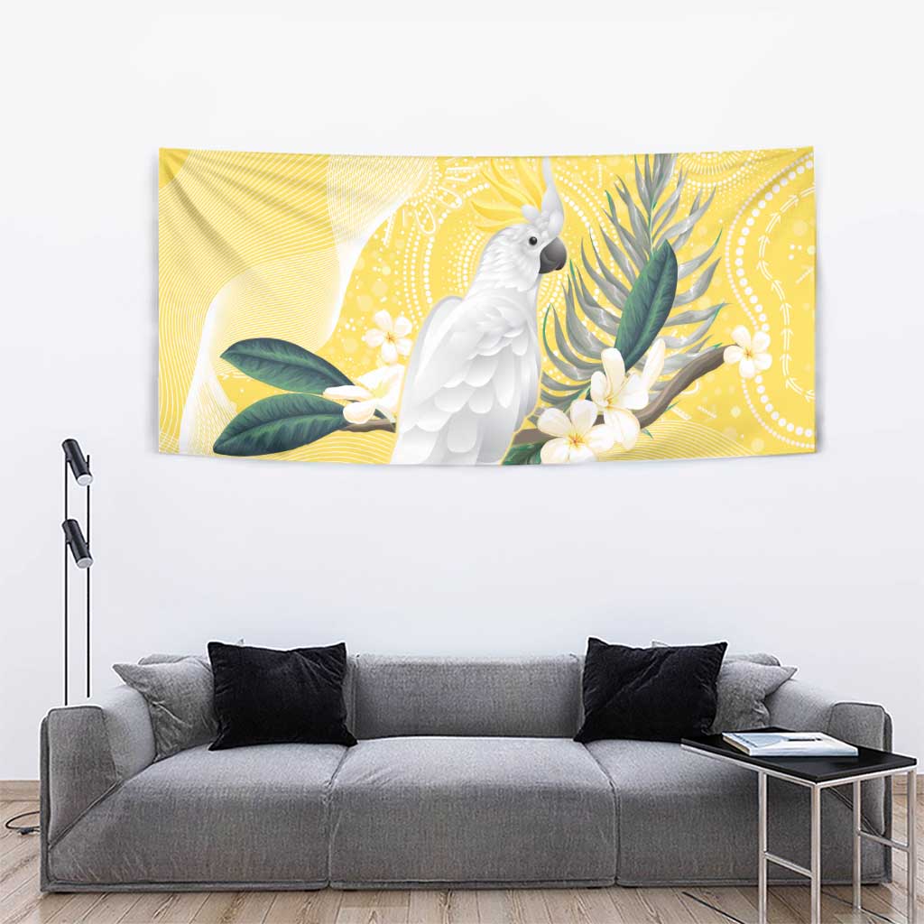 Australia Cacatua Galerita Tapestry Sulphur-Crested Cockatoo - Aboriginal Art - Vibe Hoodie Shop