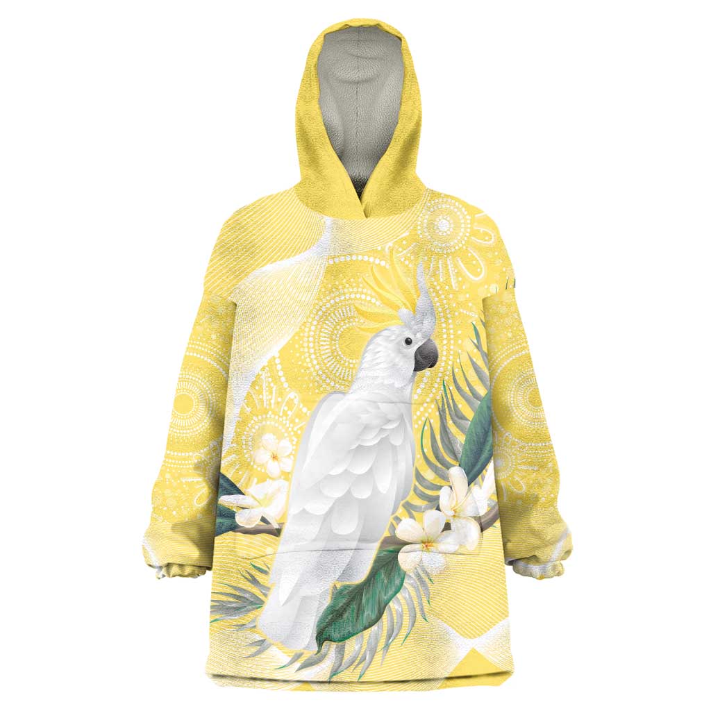 Australia Cacatua Galerita Wearable Blanket Hoodie Sulphur-Crested Cockatoo - Aboriginal Art - Vibe Hoodie Shop