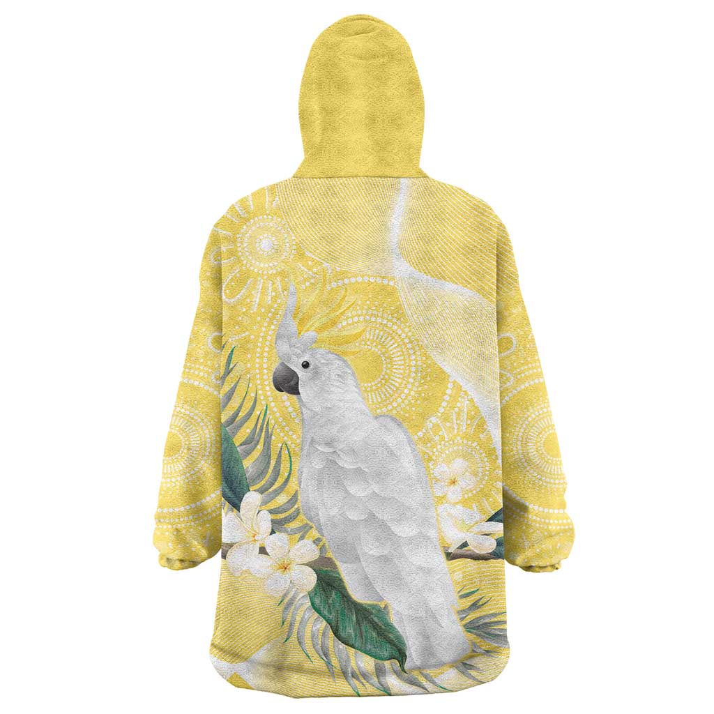 Australia Cacatua Galerita Wearable Blanket Hoodie Sulphur-Crested Cockatoo - Aboriginal Art - Vibe Hoodie Shop