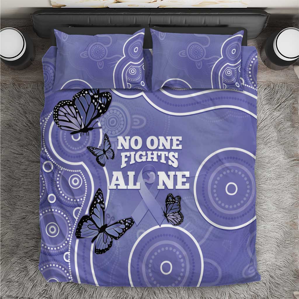 Australia Stomach Cancer Awareness Bedding Set No One Fights Alone Aboriginal Art - Vibe Hoodie Shop